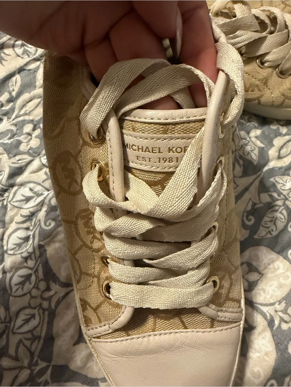 Michael Kors Beige Signature Canvas Low-Top Sneakers